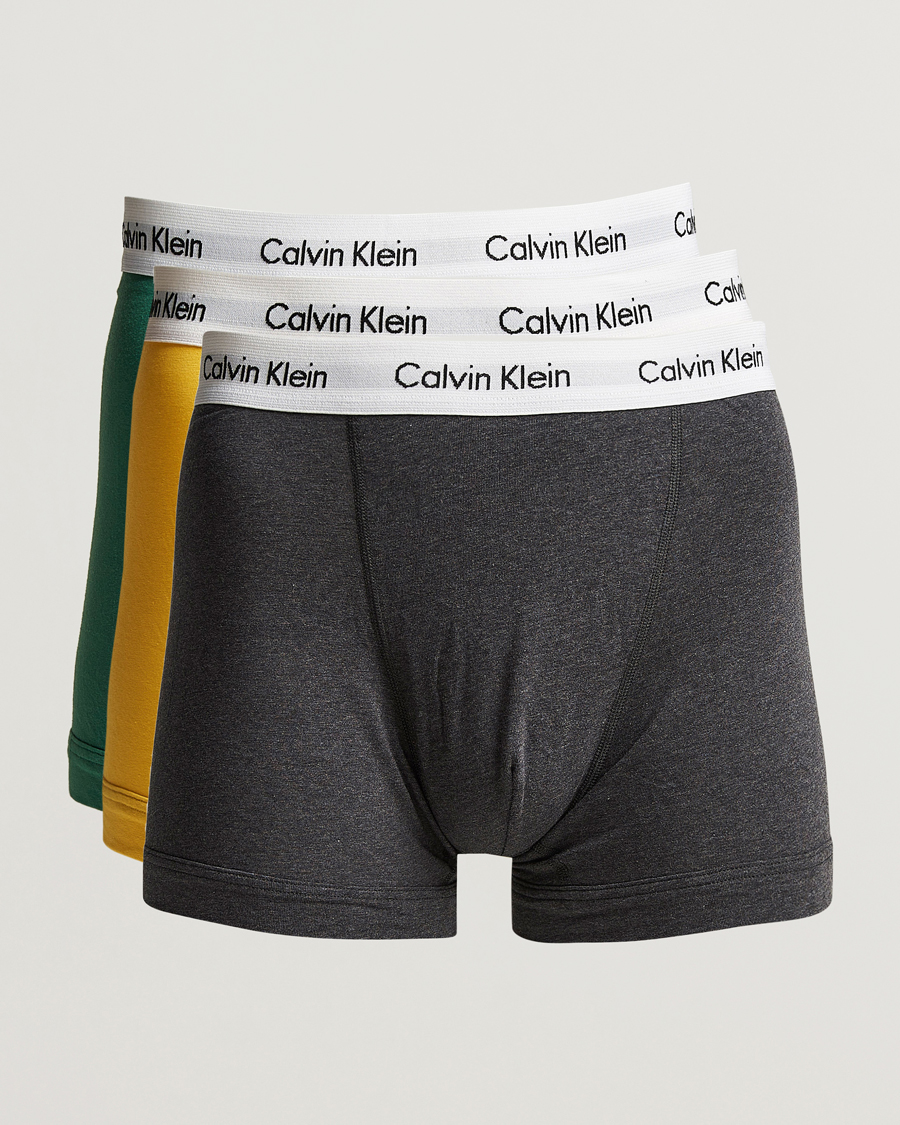 Herren | Unterwäsche | Calvin Klein | Cotton Stretch Trunk 3-Pack Charcoal/Yellow/Green