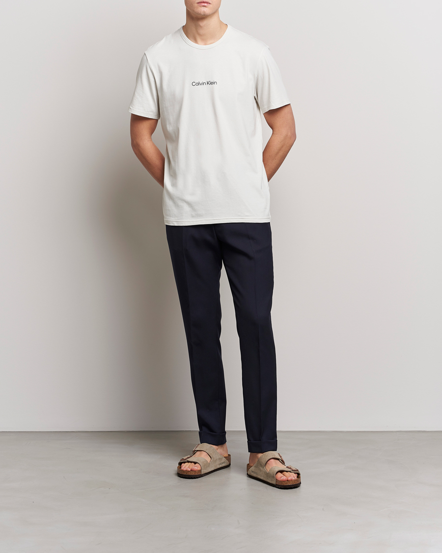 Herren | T-Shirts | Calvin Klein | Logo Crew Neck Loungewear T-Shirt Silver Birch
