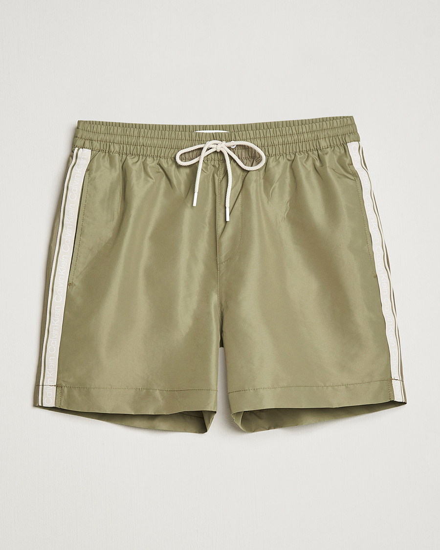 Herren | Badehosen | Calvin Klein | Side Logo Drawstring Swimshorts Delta Green