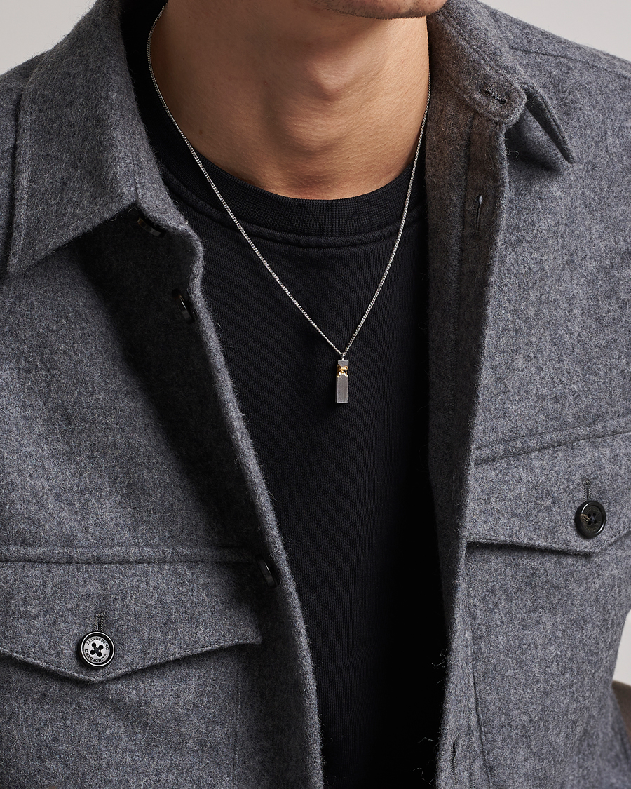 Herren | Tom Wood Mined Cube Pendant Necklace Silver/Black | Tom Wood | Mined Cube Pendant Necklace Silver/Black