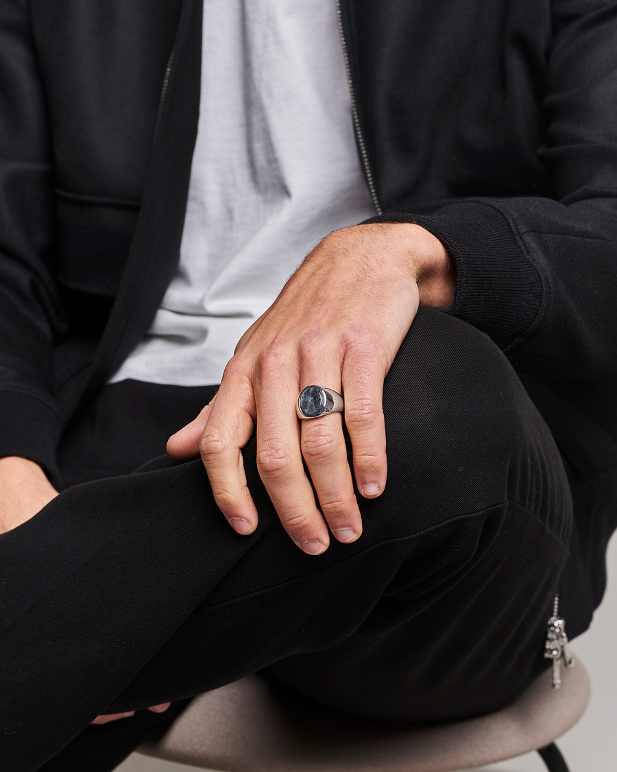 Herren | Tom Wood Oval Larvikite Ring Silver | Tom Wood | Oval Larvikite Ring Silver