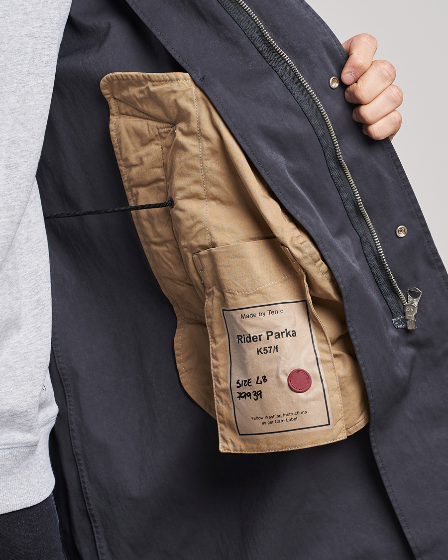 Herren | Jacken | Ten c | 9 oz OJJ Piece Dyed Rider Parka Dark Grey