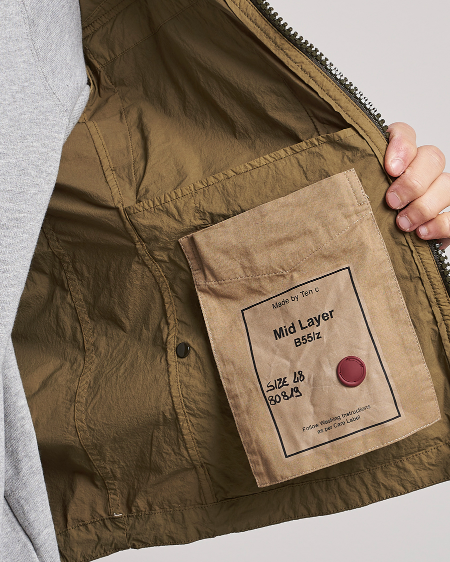 Herren | Jacken | Ten c | Garment Dyed Nylon Hooded Jacket Olive