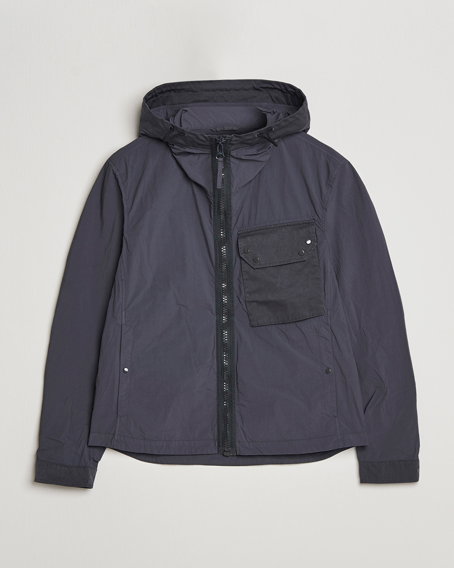 Herren | Jacken | Ten c | Garment Dyed Nylon Hooded Jacket Blue Grey