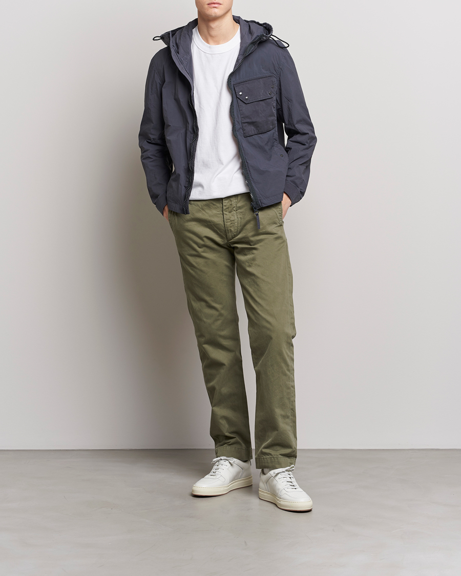 Herren | Jacken | Ten c | Garment Dyed Nylon Hooded Jacket Blue Grey