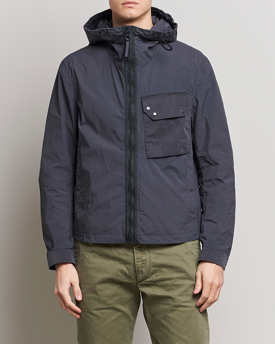 Herren | Jacken | Ten c | Garment Dyed Nylon Hooded Jacket Blue Grey