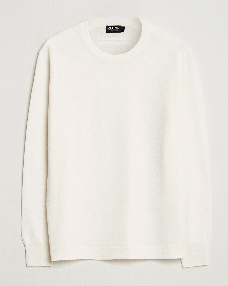 Herren | Pullover | Zegna | Oasi Cashmere/Linen Crew Neck Sweater Off White