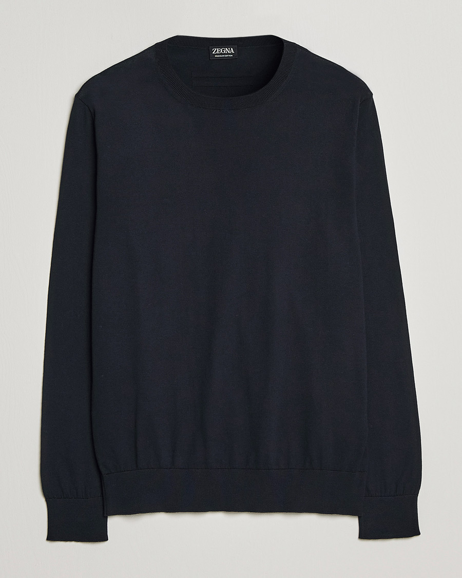 Herren | Pullover | Zegna | Premium Cotton Crew Neck Sweater Navy