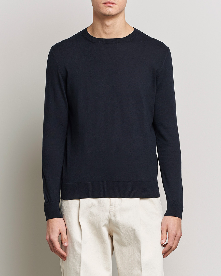 Herren | Pullover | Zegna | Premium Cotton Crew Neck Sweater Navy