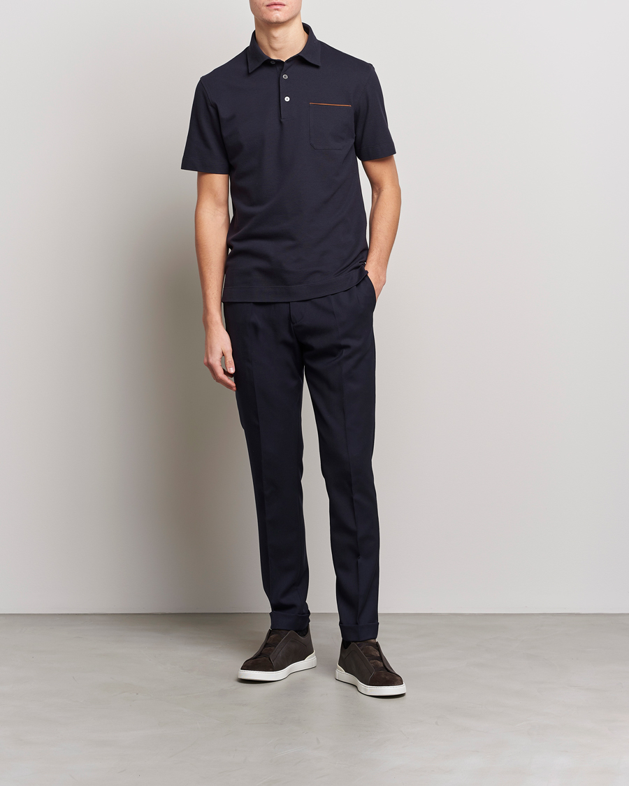 Herren | Poloshirts | Zegna | Short Sleeve Pocket Polo Navy