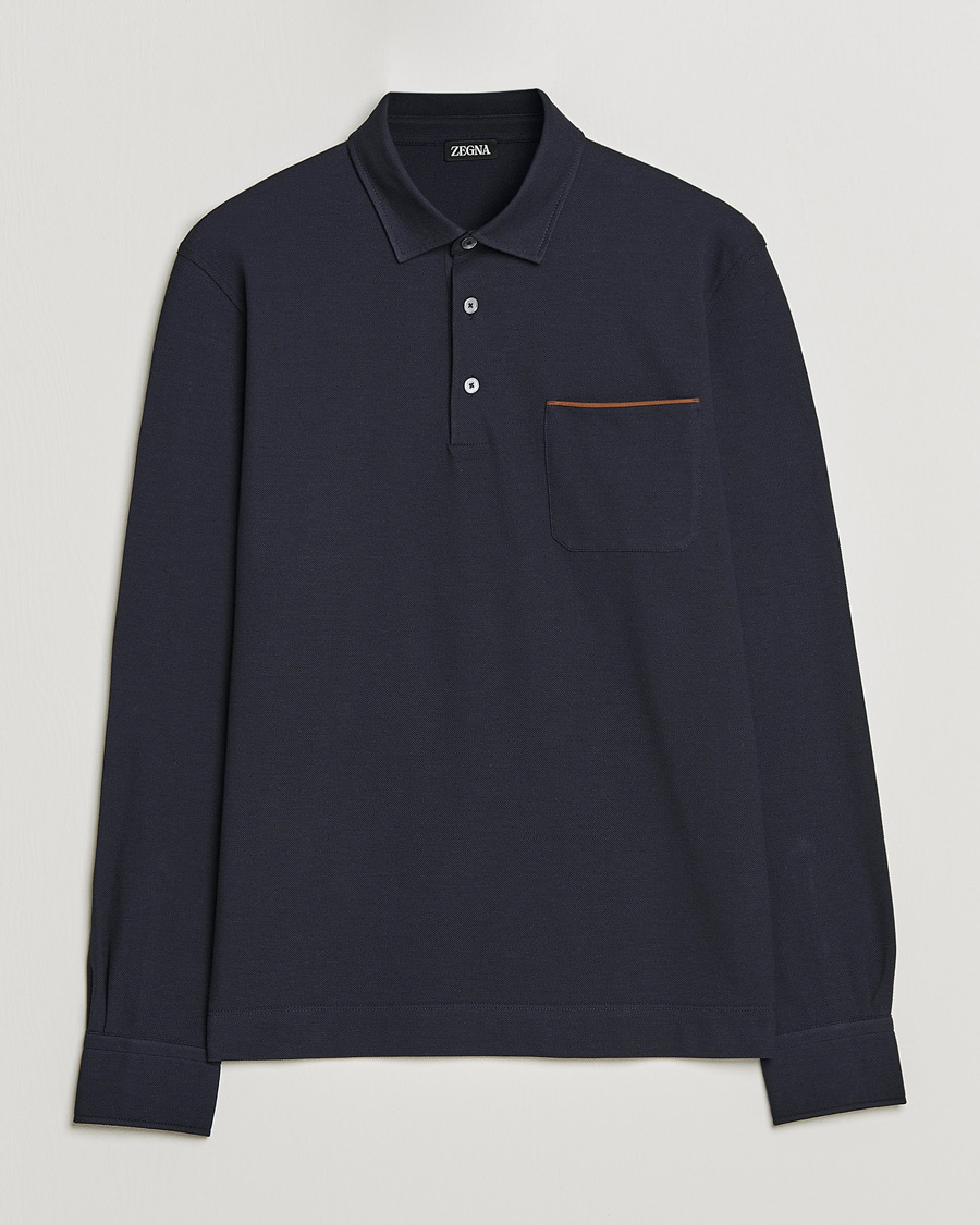 Herren | Pullover | Zegna | Long Sleeve Pocket Polo Navy