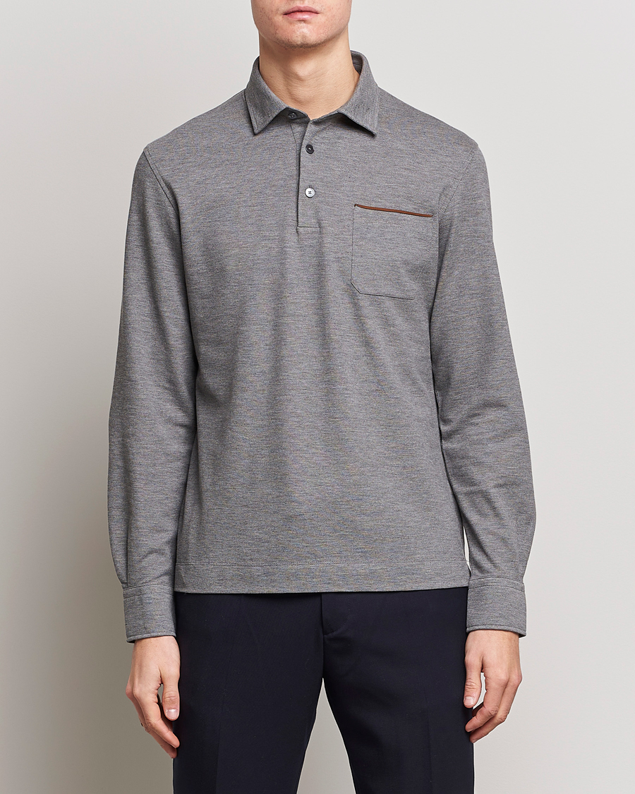 Herren | Pullover | Zegna | Long Sleeve Pocket Polo Heather Grey