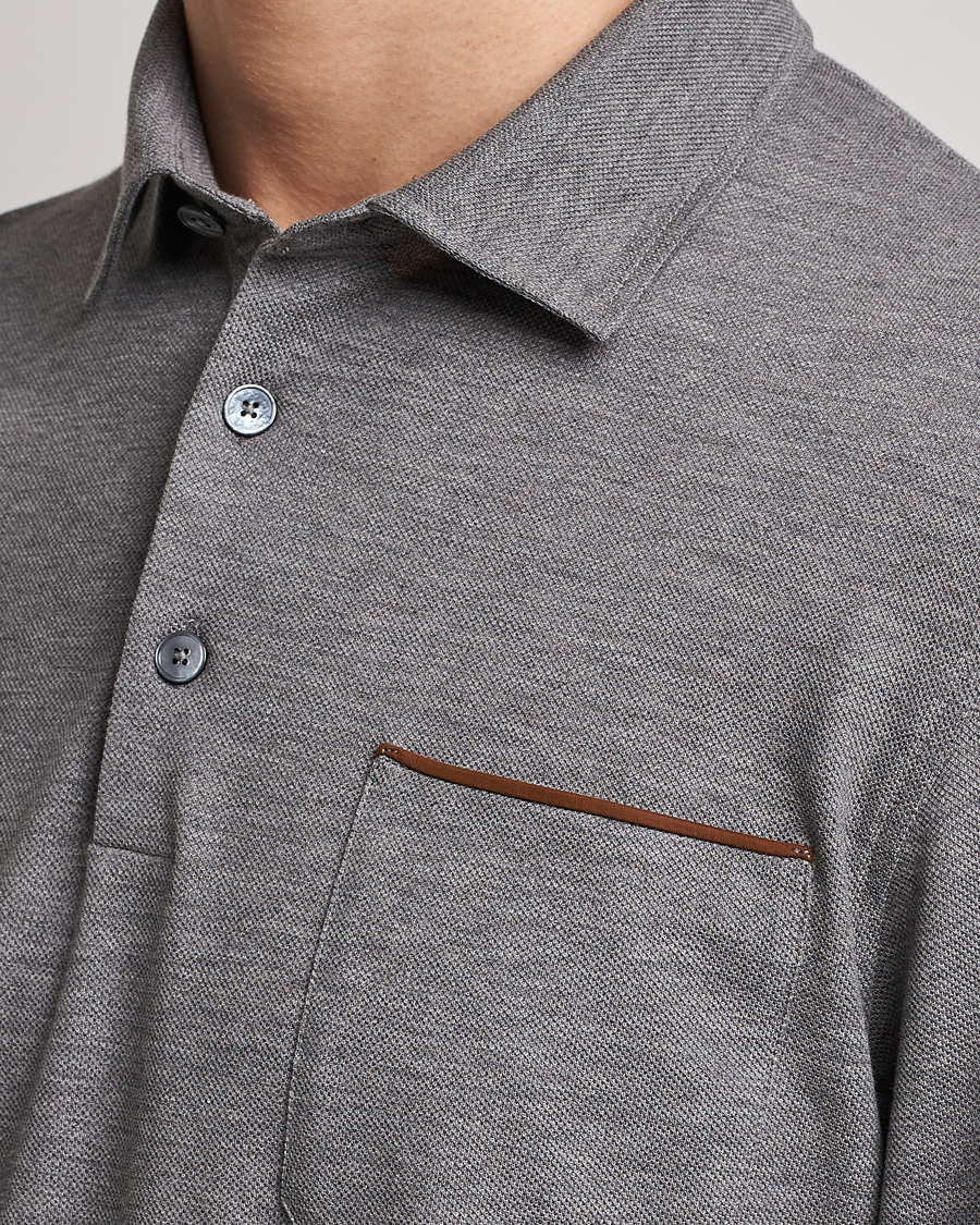 Herren | Pullover | Zegna | Long Sleeve Pocket Polo Heather Grey
