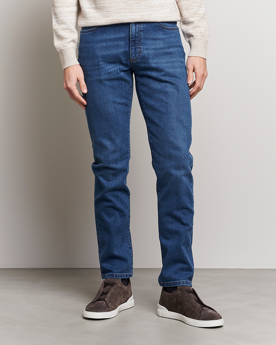 Herren | Jeans | Zegna | Slim Fit Stretch Denim Jeans Stone Wash
