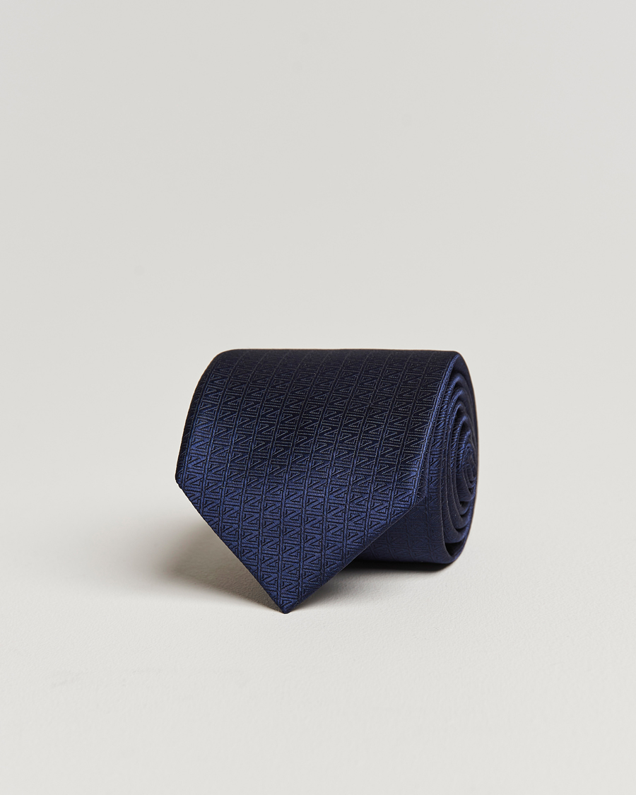 Herren | Zegna Monogram Silk Tie Navy | Zegna | Monogram Silk Tie Navy