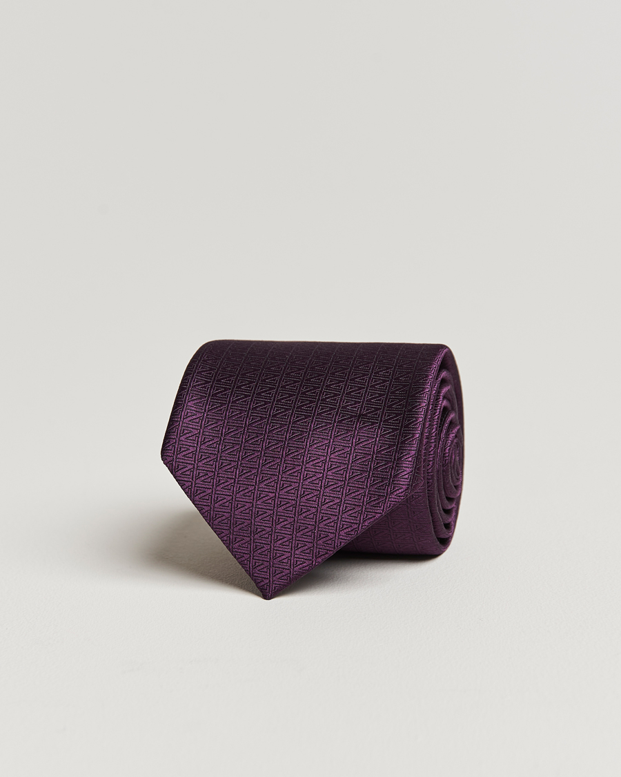 Herren | Zegna Monogram Silk Tie Dark Purple | Zegna | Monogram Silk Tie Dark Purple