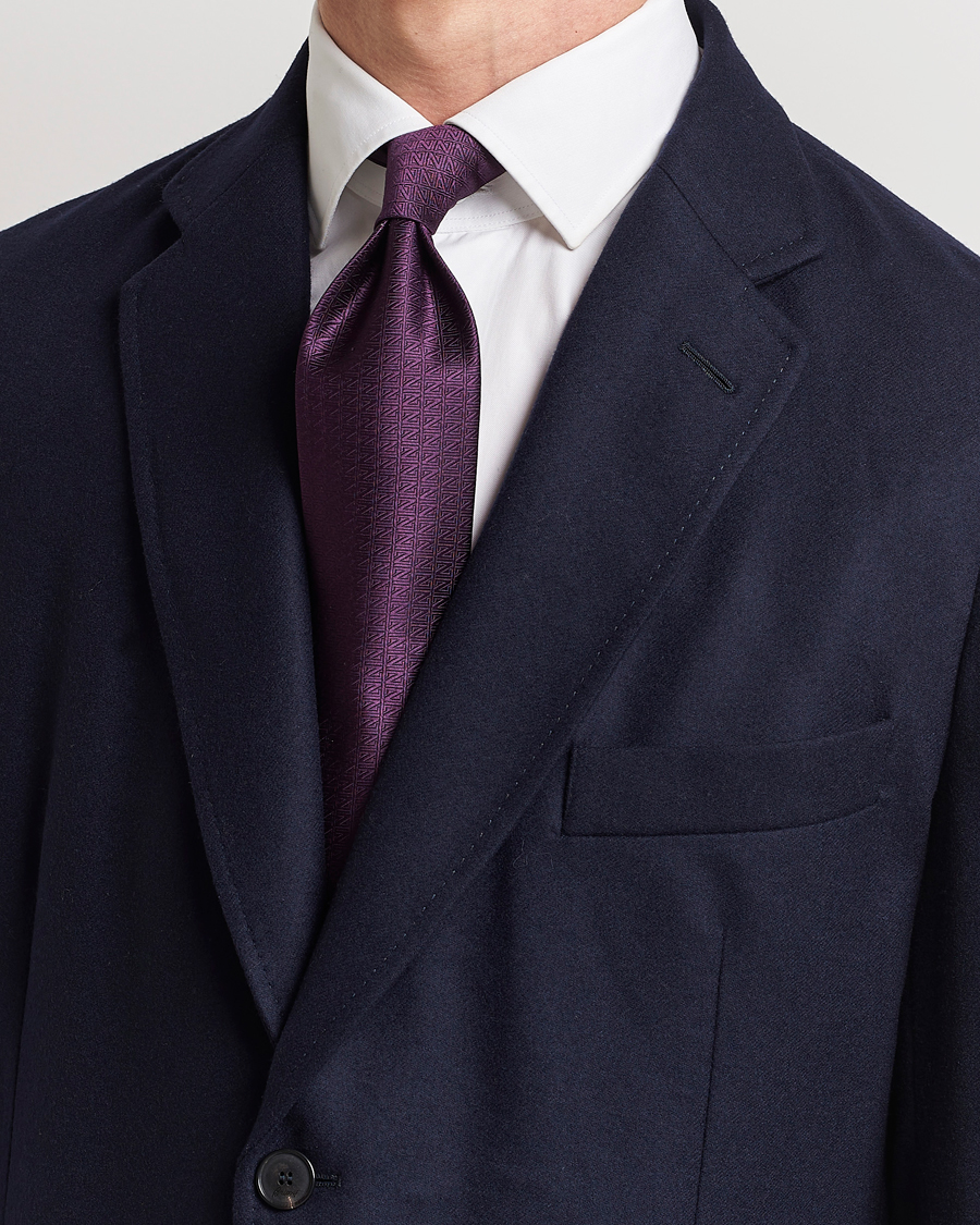 Herren | Zegna Monogram Silk Tie Dark Purple | Zegna | Monogram Silk Tie Dark Purple