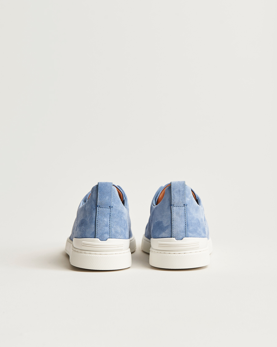 Herren | Zegna Triple Stitch Sneakers Light Blue Suede | Zegna | Triple Stitch Sneakers Light Blue Suede