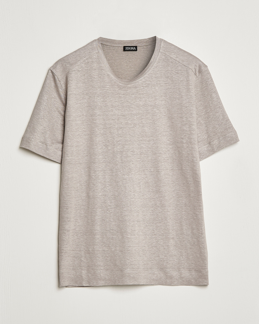 Herren | T-Shirts | Zegna | Pure Linen T-Shirt Taupe