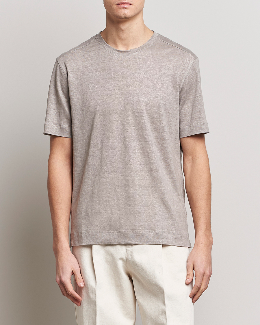 Herren | T-Shirts | Zegna | Pure Linen T-Shirt Taupe