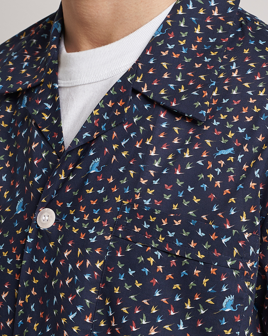 Herren | Schlafanzüge & Bademäntel | Derek Rose | Shortie Printed Cotton Pyjama Set Navy Multi