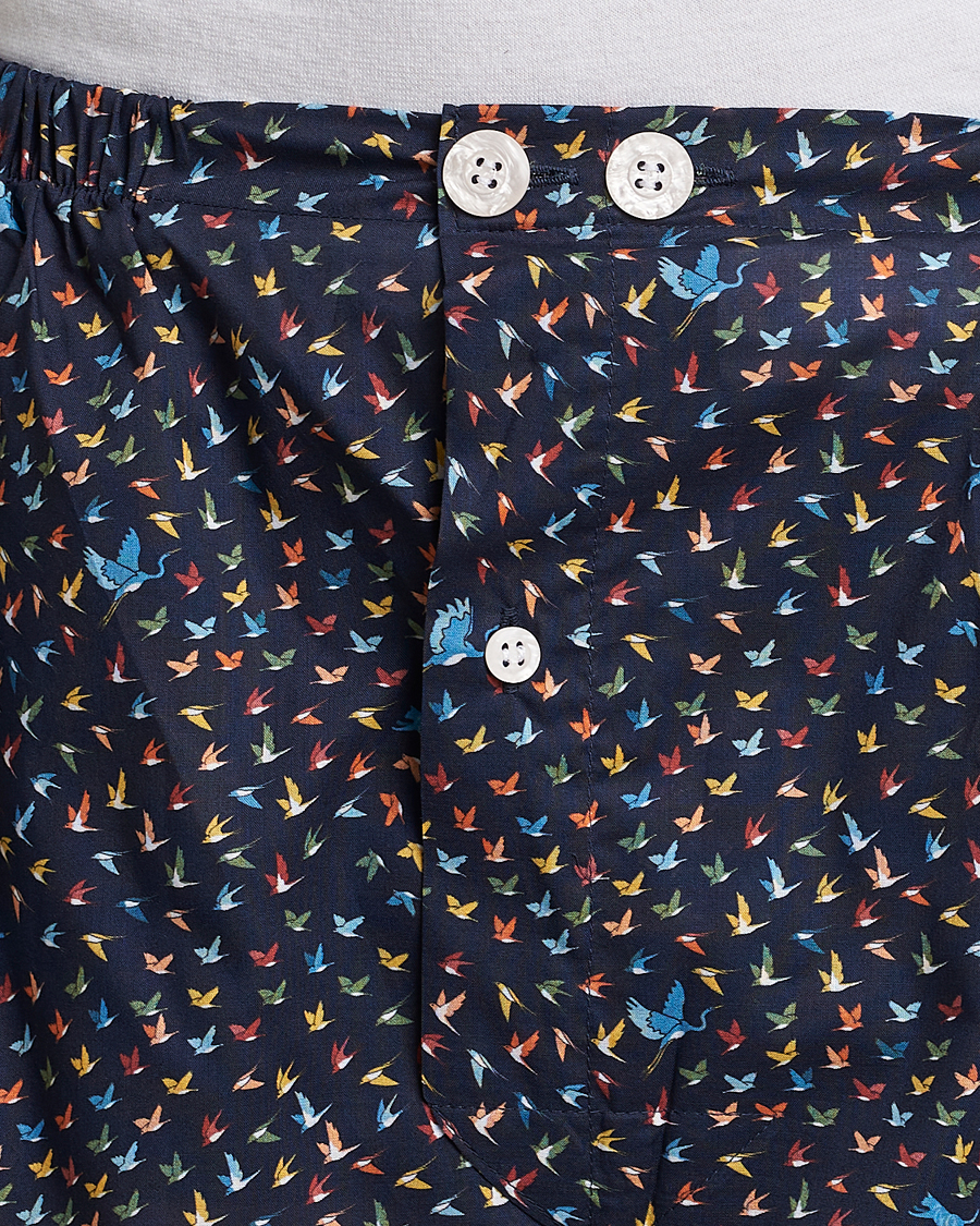 Herren | Schlafanzüge & Bademäntel | Derek Rose | Shortie Printed Cotton Pyjama Set Navy Multi