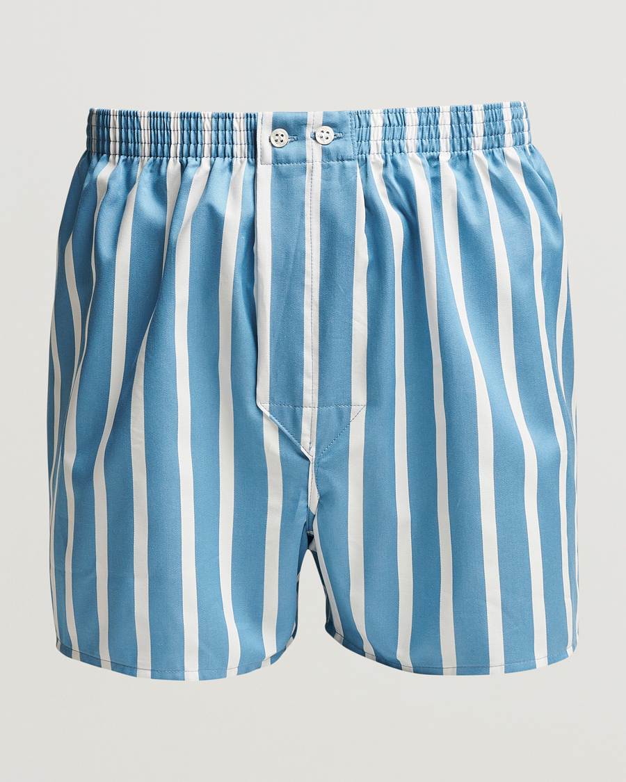 Herren | Unterwäsche | Derek Rose | Classic Fit Striped Cotton Boxer Shorts Blue/White