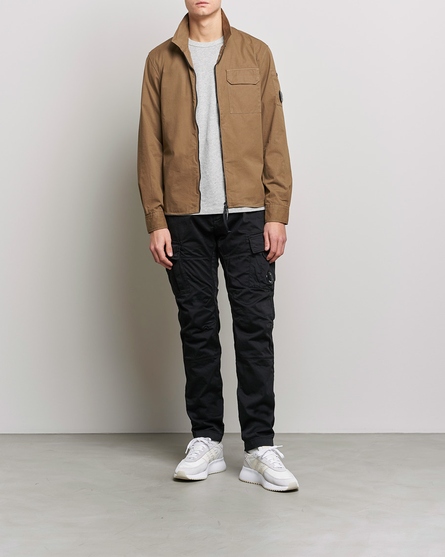 Herren | Hemden | C.P. Company | Garment Dyed Gabardine Zip Shirt Jacket Khaki brown