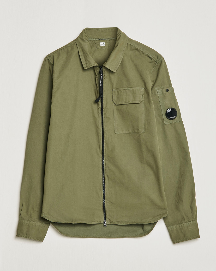Herren | Hemden | C.P. Company | Garment Dyed Gabardine Zip Shirt Jacket Olive
