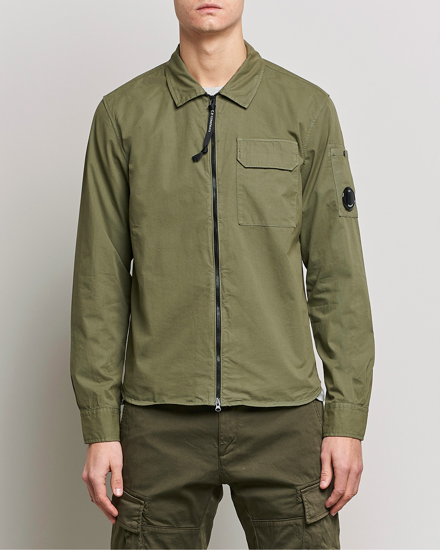 Herren | Hemden | C.P. Company | Garment Dyed Gabardine Zip Shirt Jacket Olive