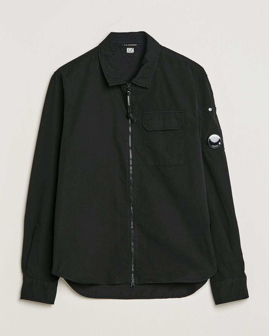 Herren | Hemden | C.P. Company | Garment Dyed Gabardine Zip Shirt Jacket Black