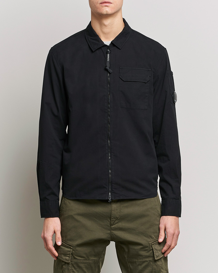 Herren | Hemden | C.P. Company | Garment Dyed Gabardine Zip Shirt Jacket Black
