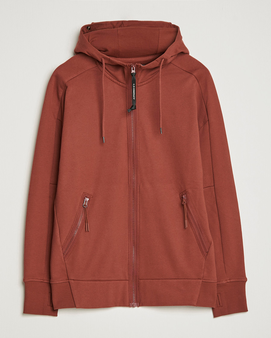 Herren | Pullover | C.P. Company | Diagonal Raised Fleece Full Zip Goggle Hoodie Rust