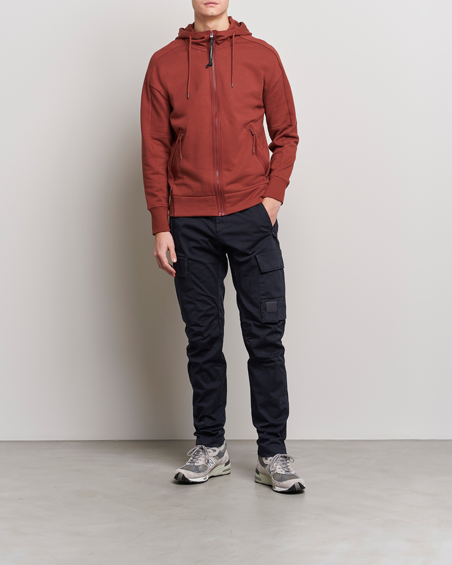 Herren | Pullover | C.P. Company | Diagonal Raised Fleece Full Zip Goggle Hoodie Rust