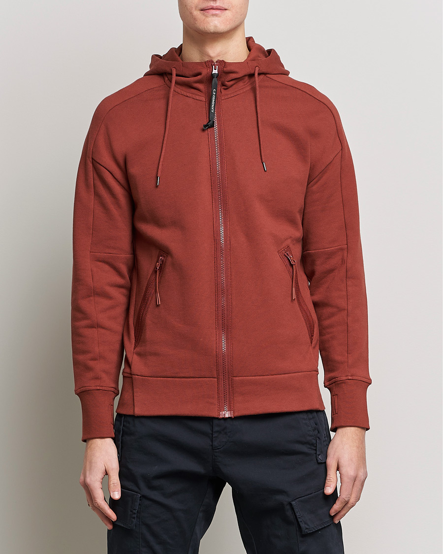 Herren | Pullover | C.P. Company | Diagonal Raised Fleece Full Zip Goggle Hoodie Rust