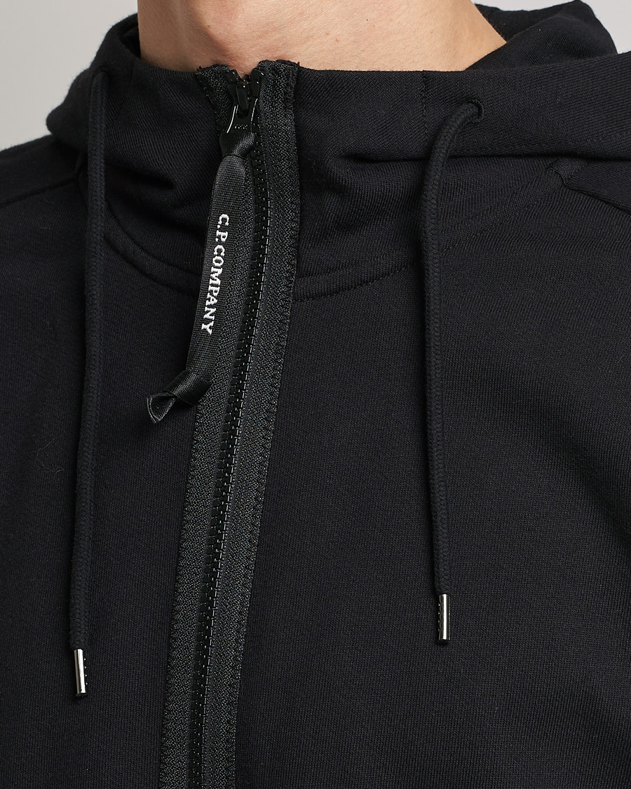 Herren | Pullover | C.P. Company | Diagonal Raised Fleece Full Zip Goggle Hoodie Black