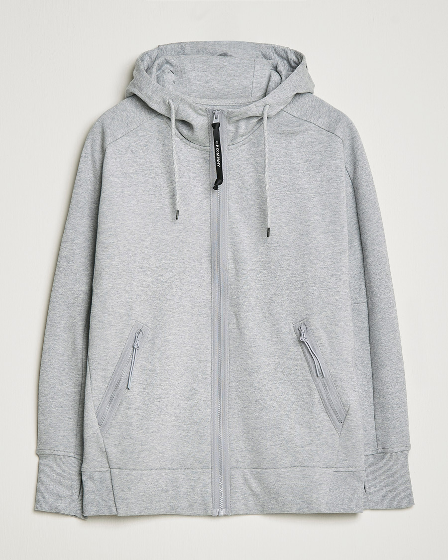 Herren | Pullover | C.P. Company | Diagonal Raised Fleece Full Zip Goggle Hoodie Grey