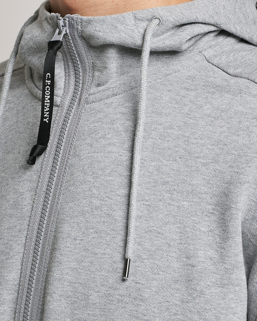 Herren | Pullover | C.P. Company | Diagonal Raised Fleece Full Zip Goggle Hoodie Grey