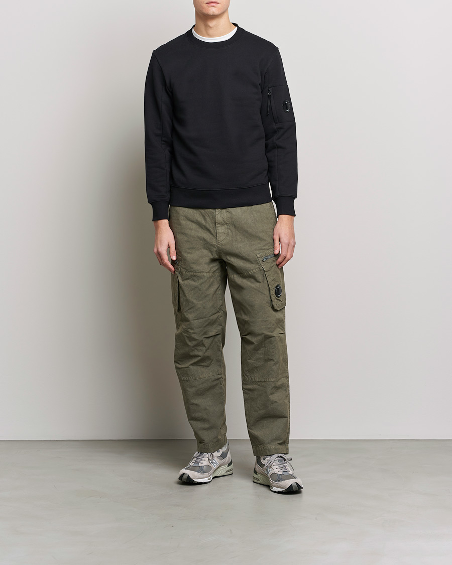 Herren | Pullover | C.P. Company | Diagonal Raised Fleece Lens Sweatshirt Black