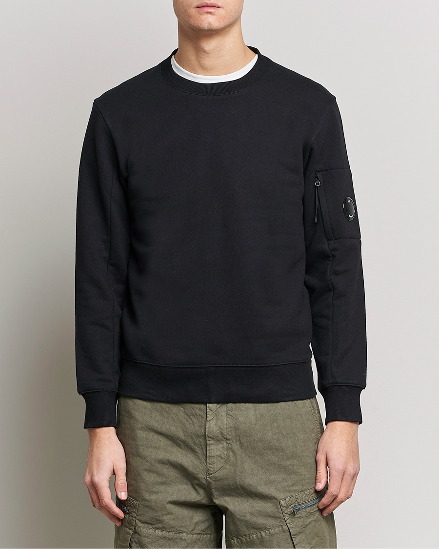 Herren | Pullover | C.P. Company | Diagonal Raised Fleece Lens Sweatshirt Black