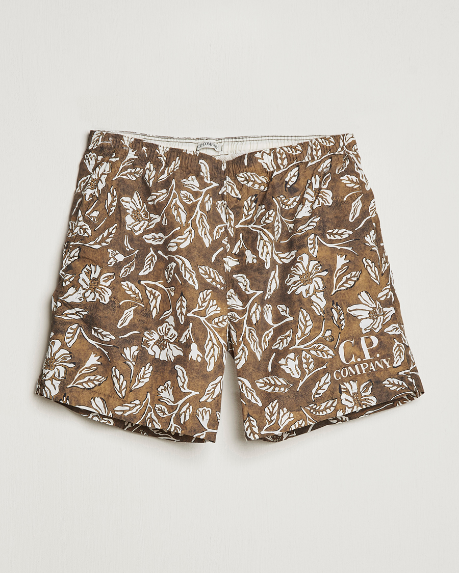 Herren | Badehosen | C.P. Company | Garment Dyed Flatt Nylon Printed Swimshorts Olive