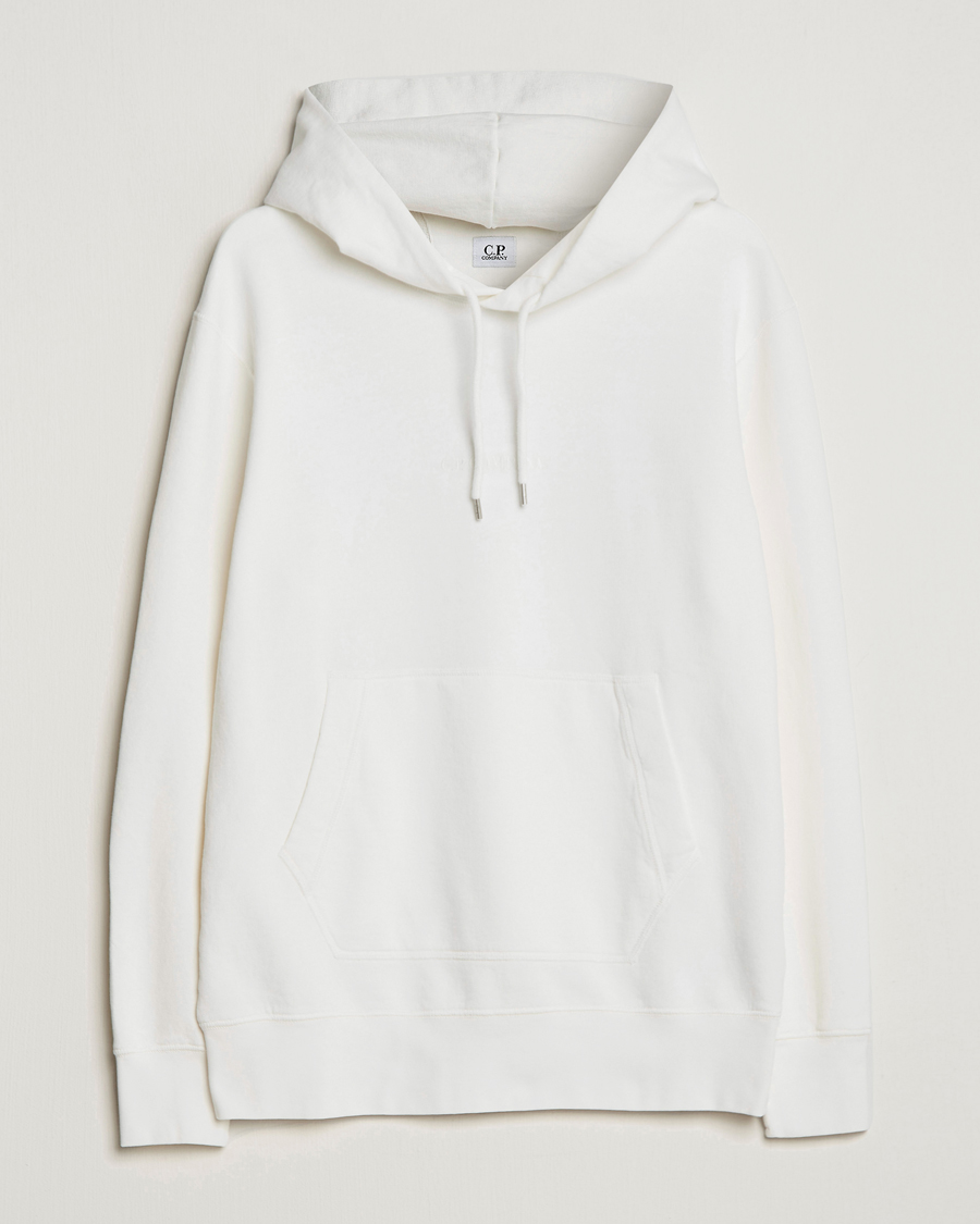 Herren | Pullover | C.P. Company | Garment Dyed Cotton Fleece Printed Hood White