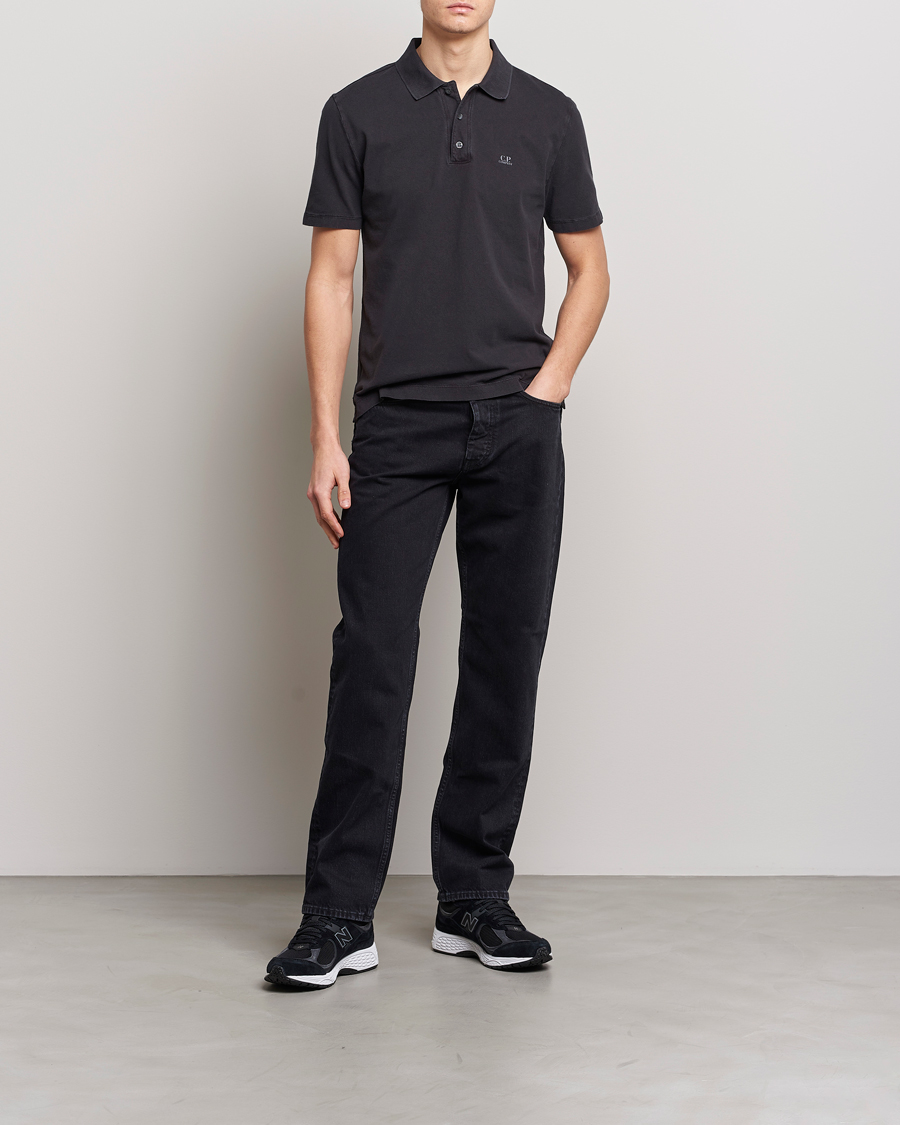 Herren | Poloshirts | C.P. Company | Old Dyed Cotton Jersey Polo Black