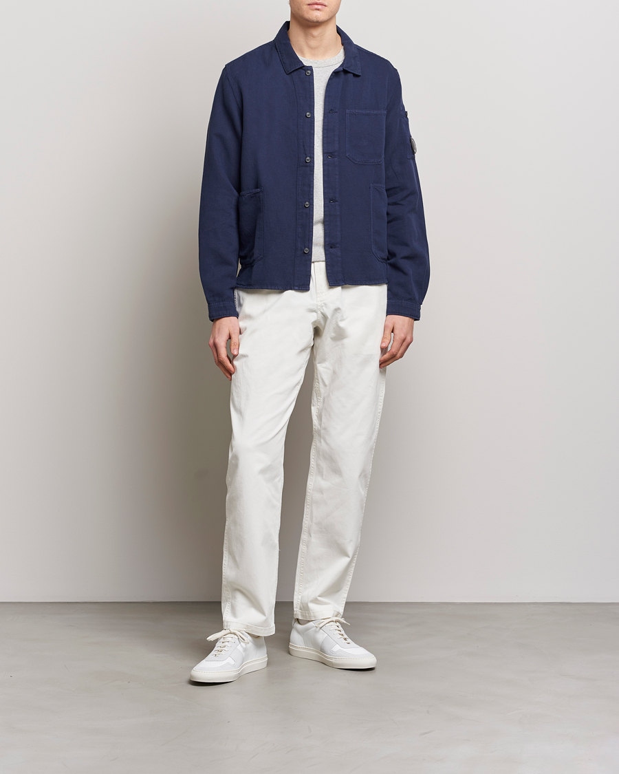 Herren | Hemden | C.P. Company | Broken Linen/Cotton Garment Dyed Overshirt Navy