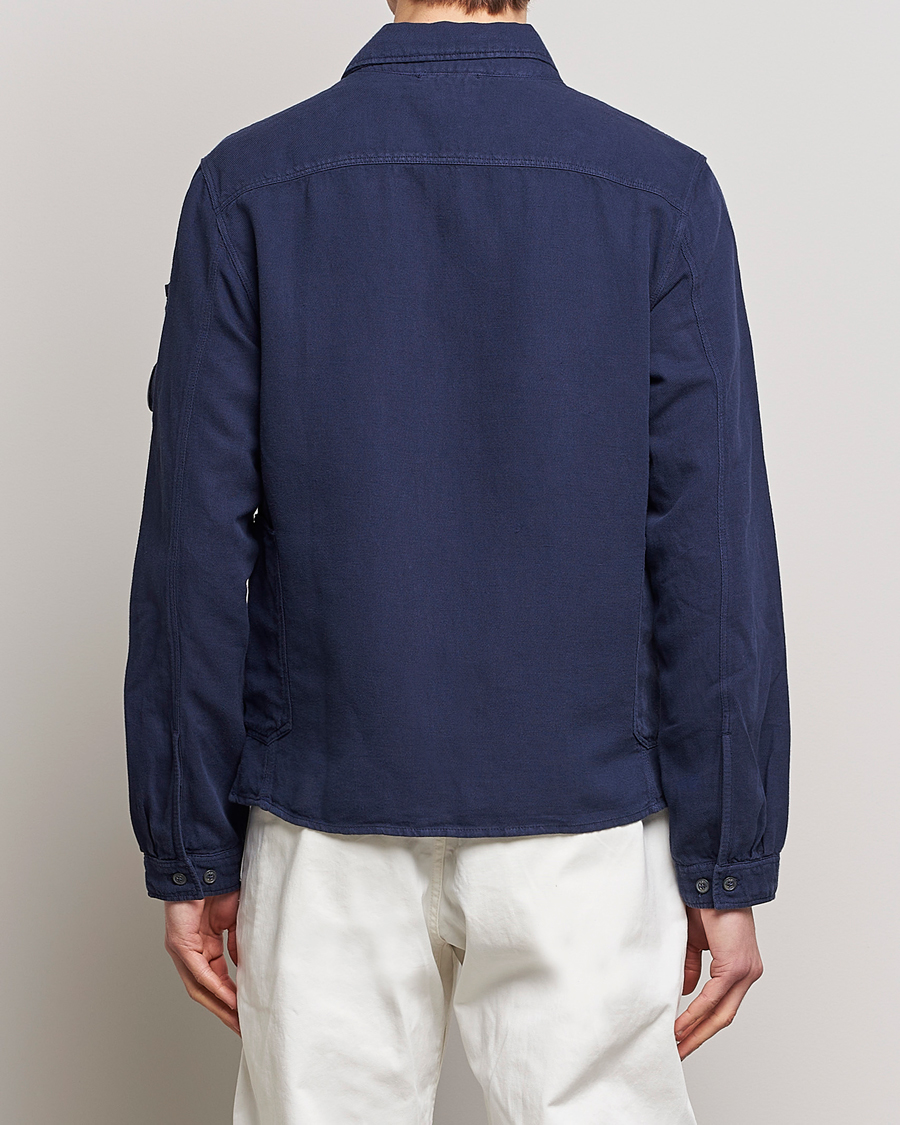 Herren | Hemden | C.P. Company | Broken Linen/Cotton Garment Dyed Overshirt Navy