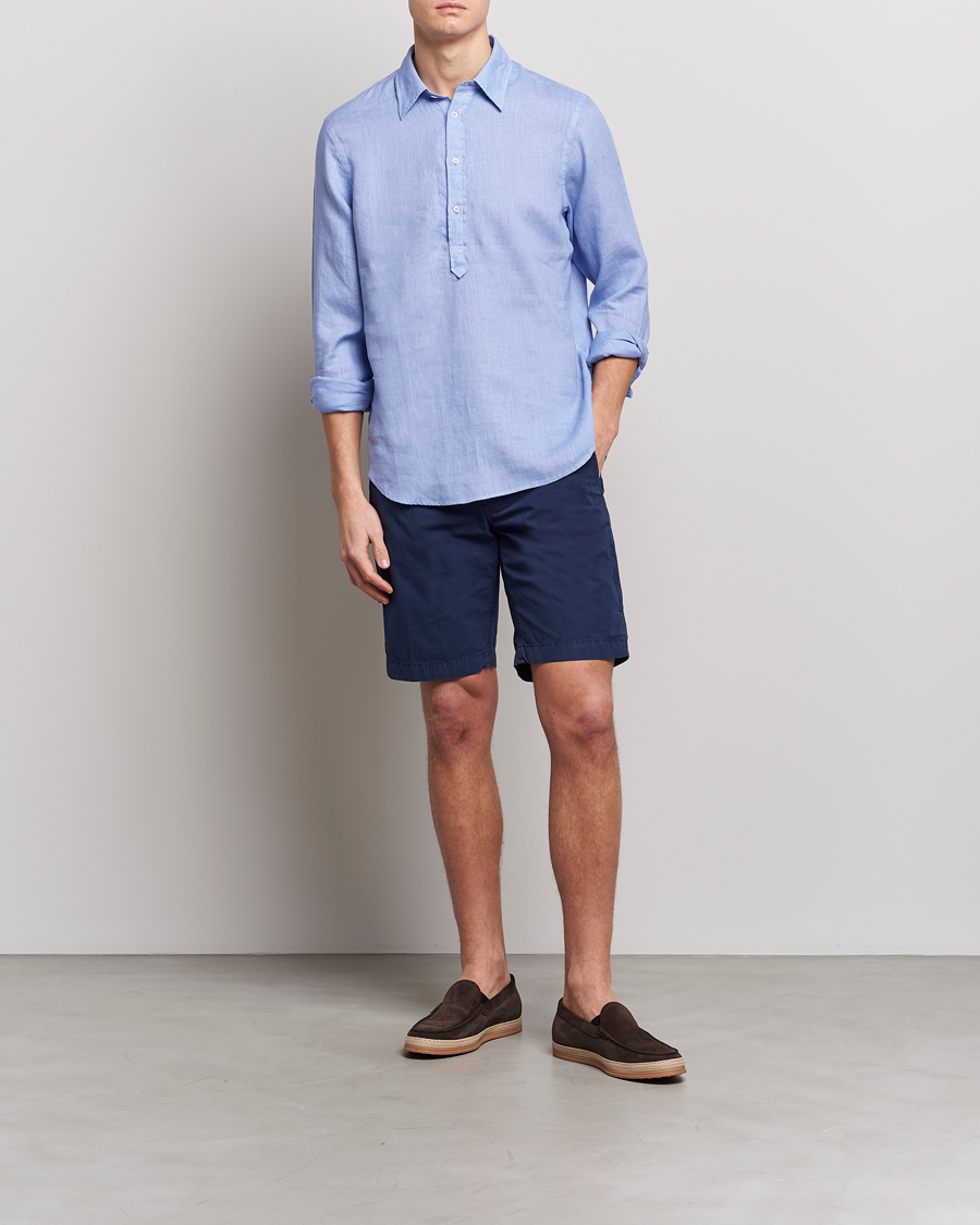 Herren | Hemden | Aspesi | Linen Popover Shirt Light Blue