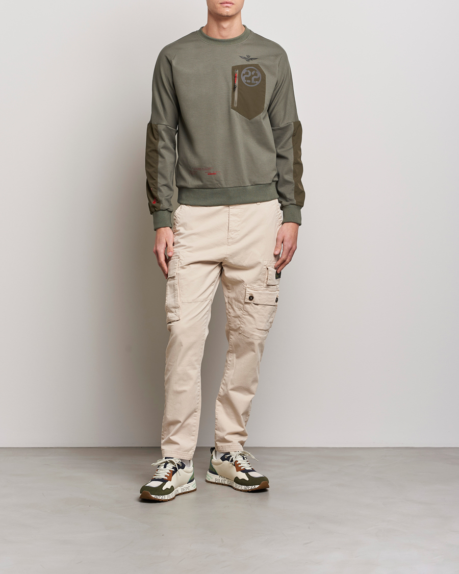 Herren | Pullover | Aeronautica Militare | Felpa Girocollo Zip Sweater Dark Green