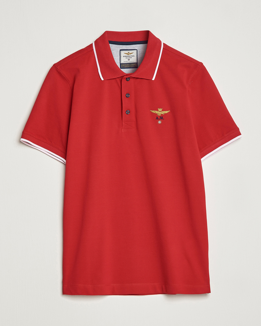 Herren | Poloshirts | Aeronautica Militare | Garment Dyed Cotton Polo Red