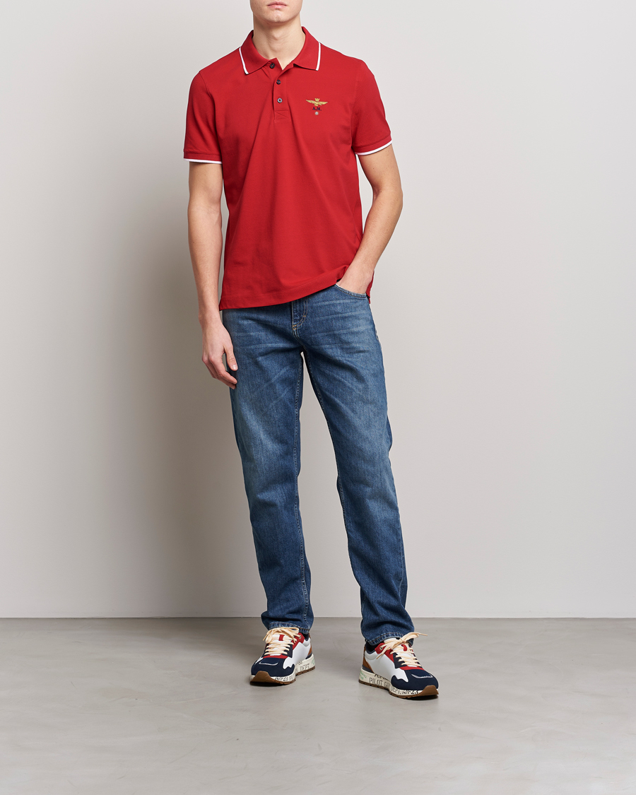 Herren | Poloshirts | Aeronautica Militare | Garment Dyed Cotton Polo Red