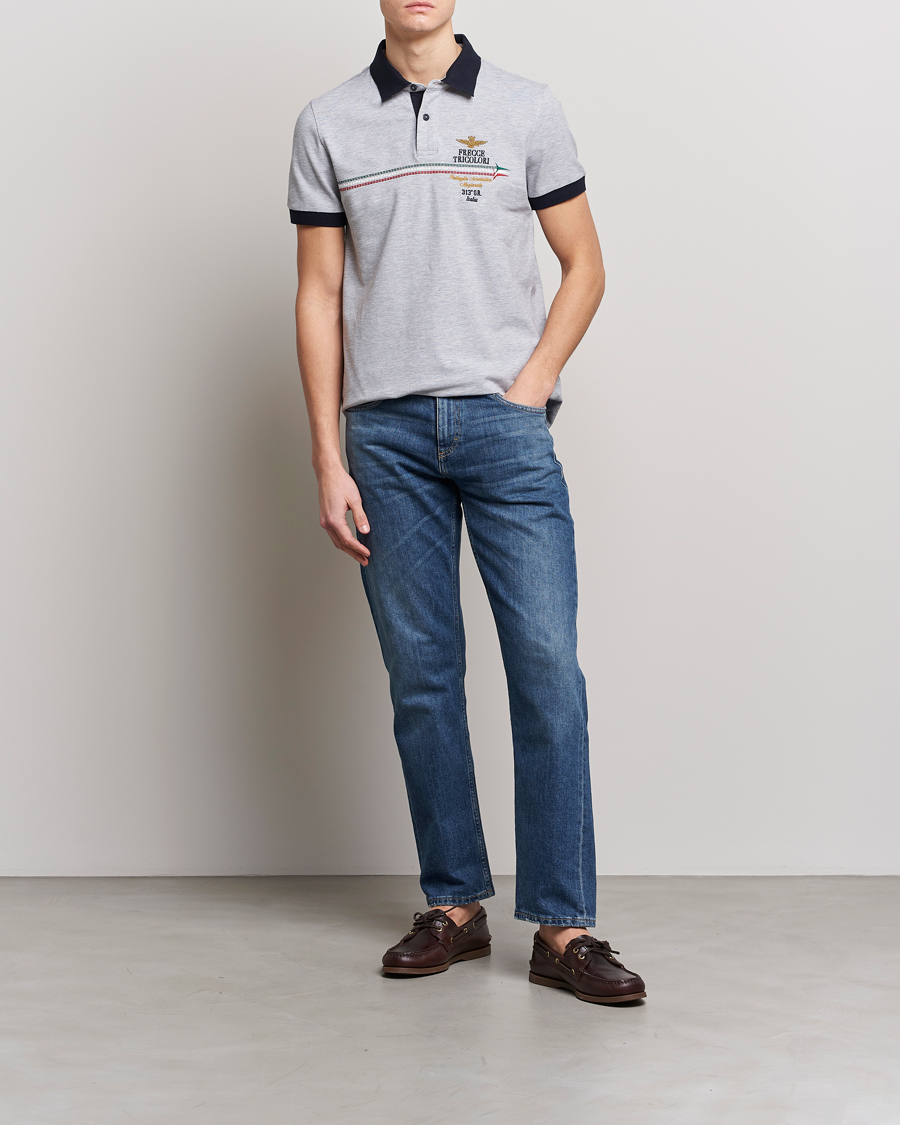 Herren | Poloshirts | Aeronautica Militare | Contrast Collor Polo Melange Grey